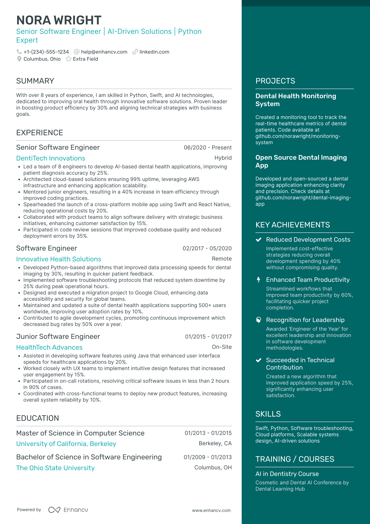 Python Systems Developer Resume Example