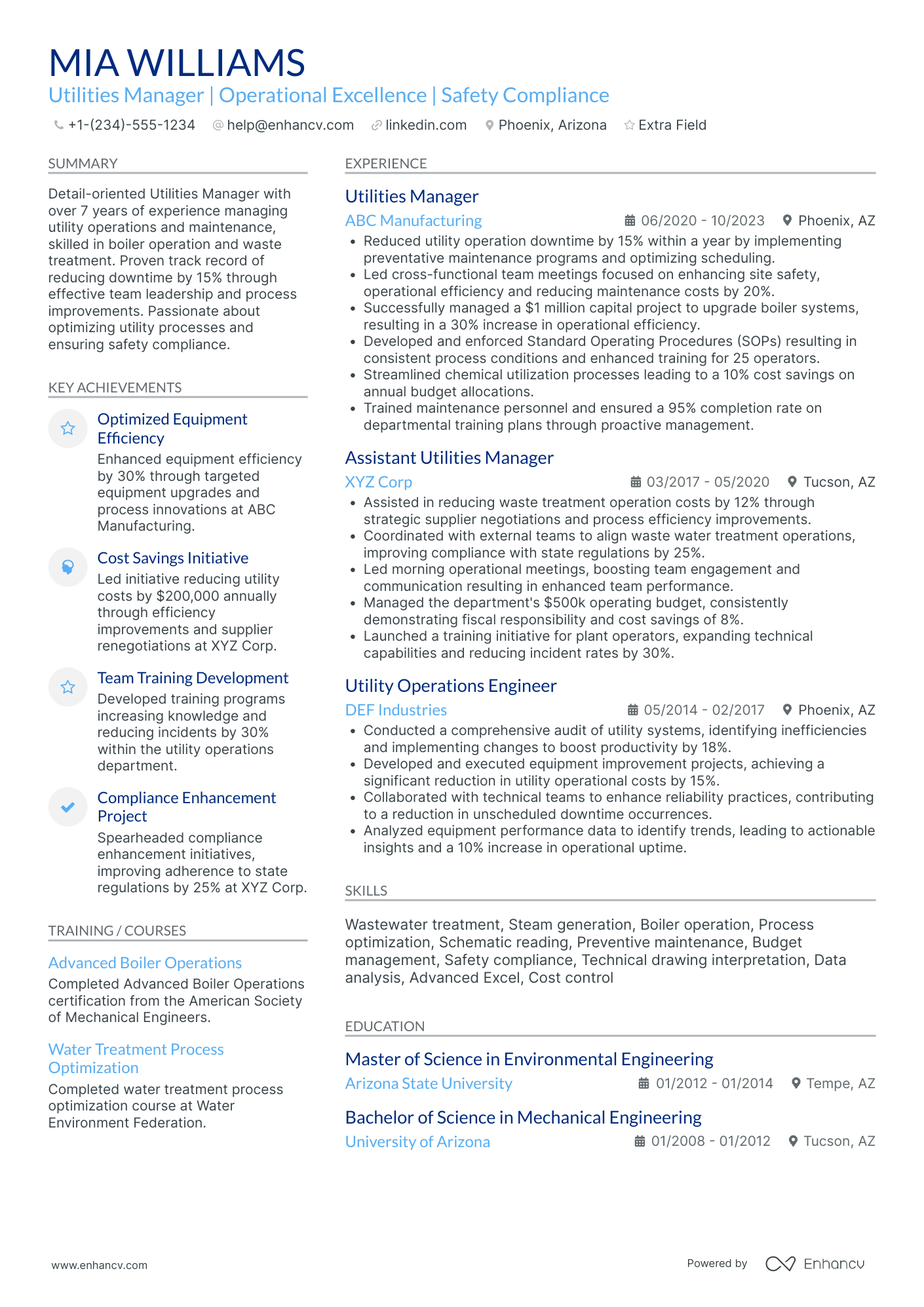 Utilities Billing Manager Resume Example