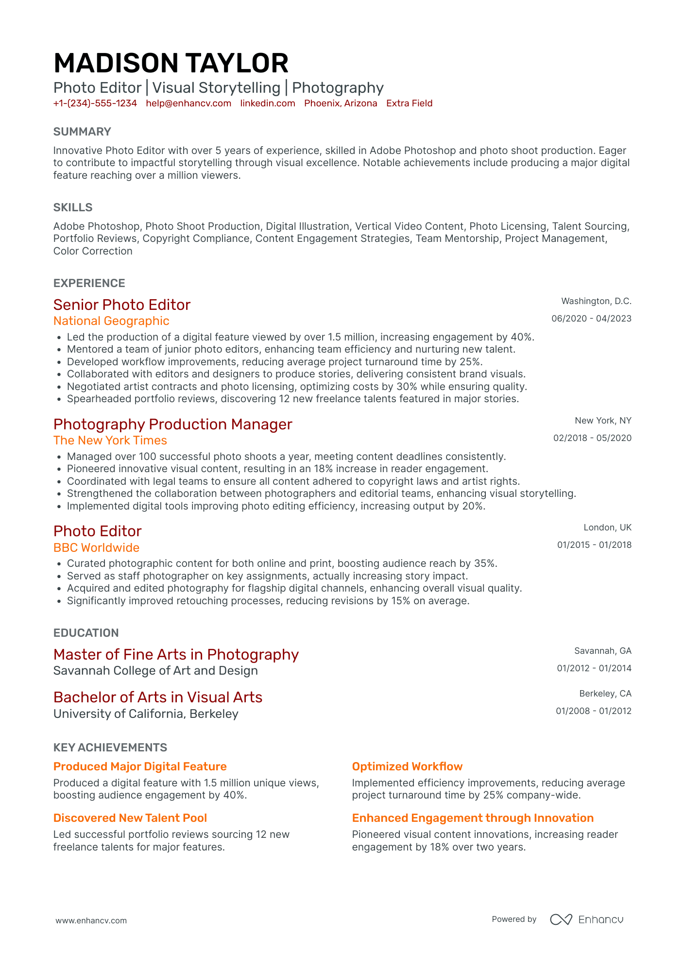 Photo Editor Resume Example