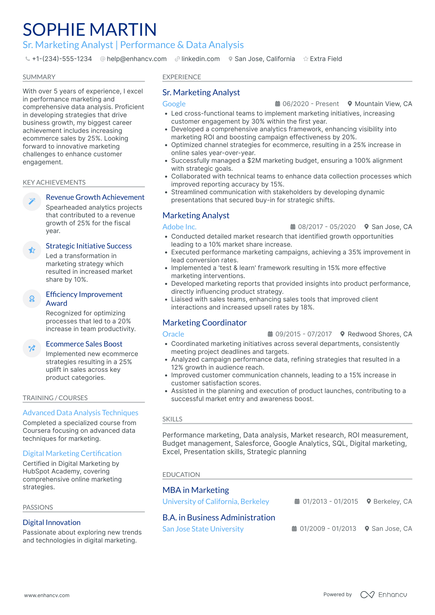 Marketing Analyst Resume Example