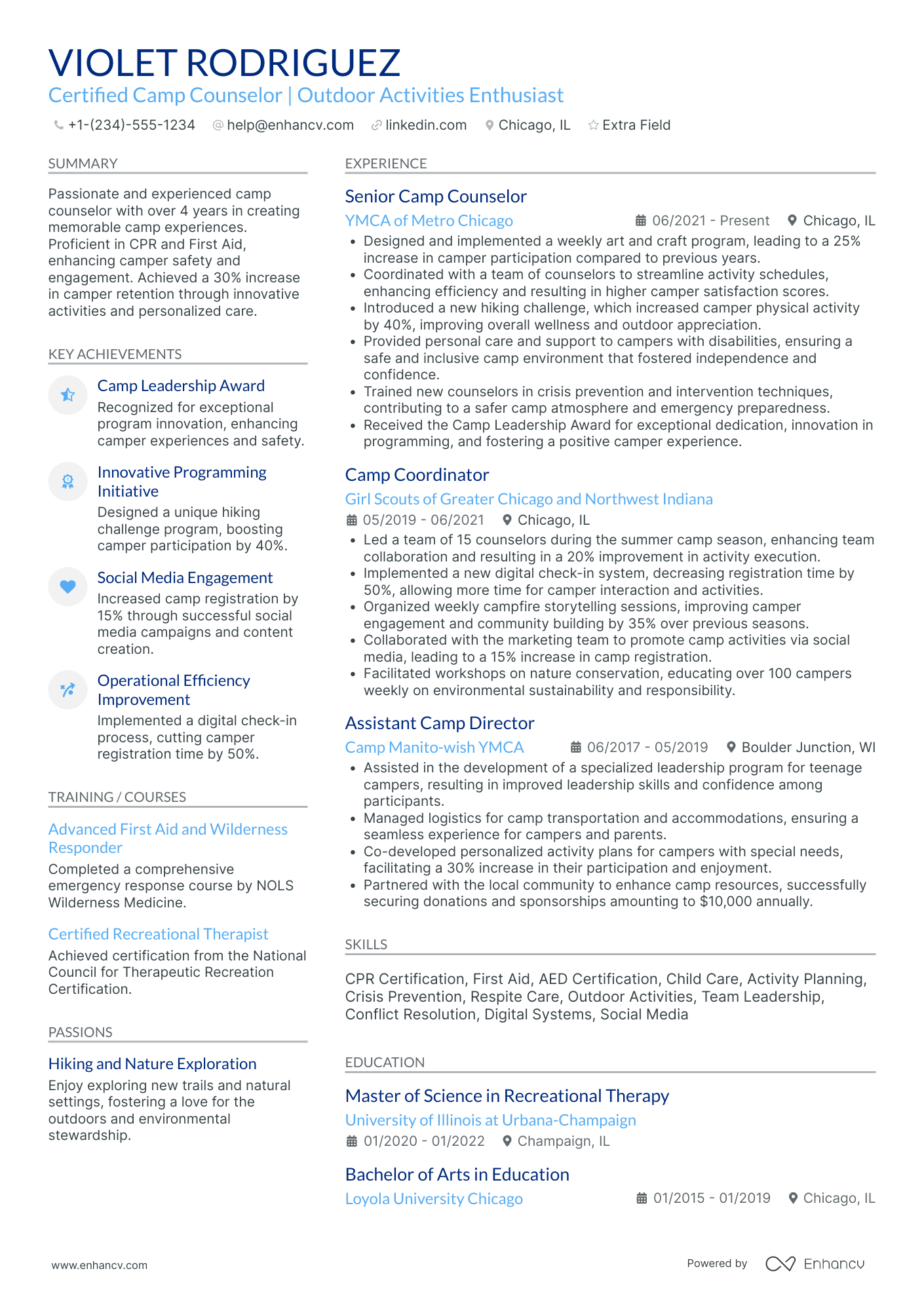 Residential Camp Counselor Resume Example