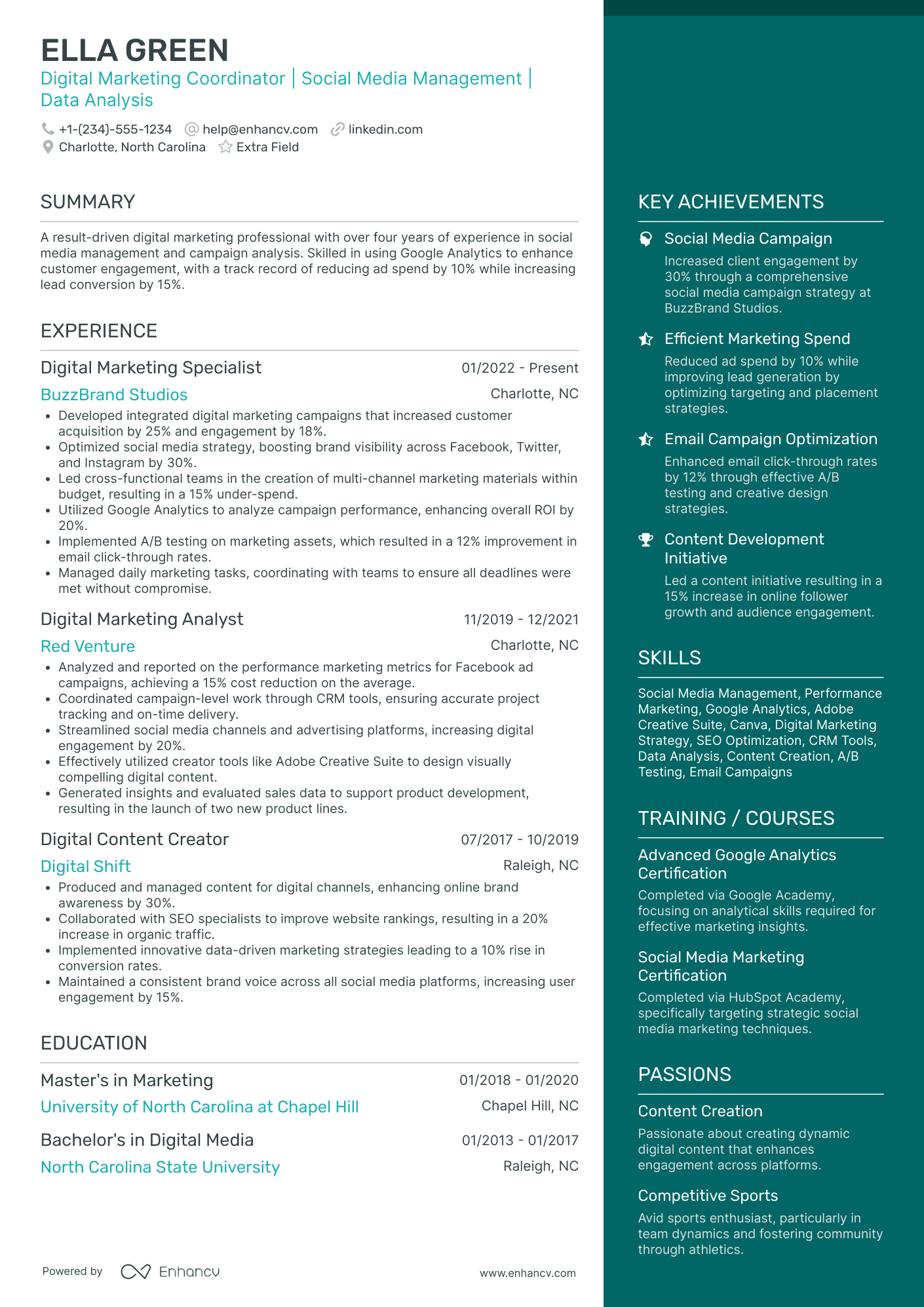 Digital Marketing Coordinator Resume Example