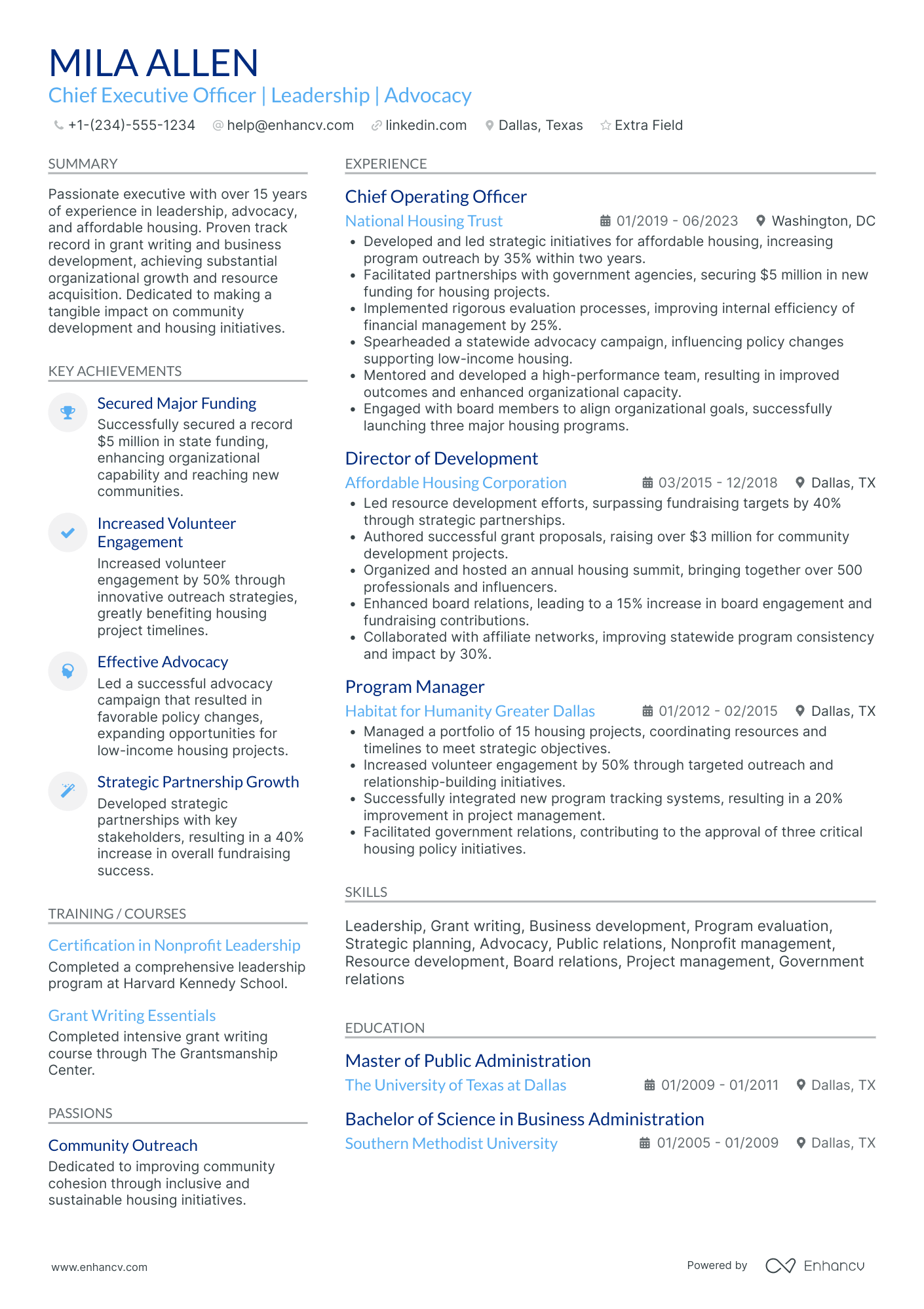 Chief Executive Officer (CEO) Resume Example