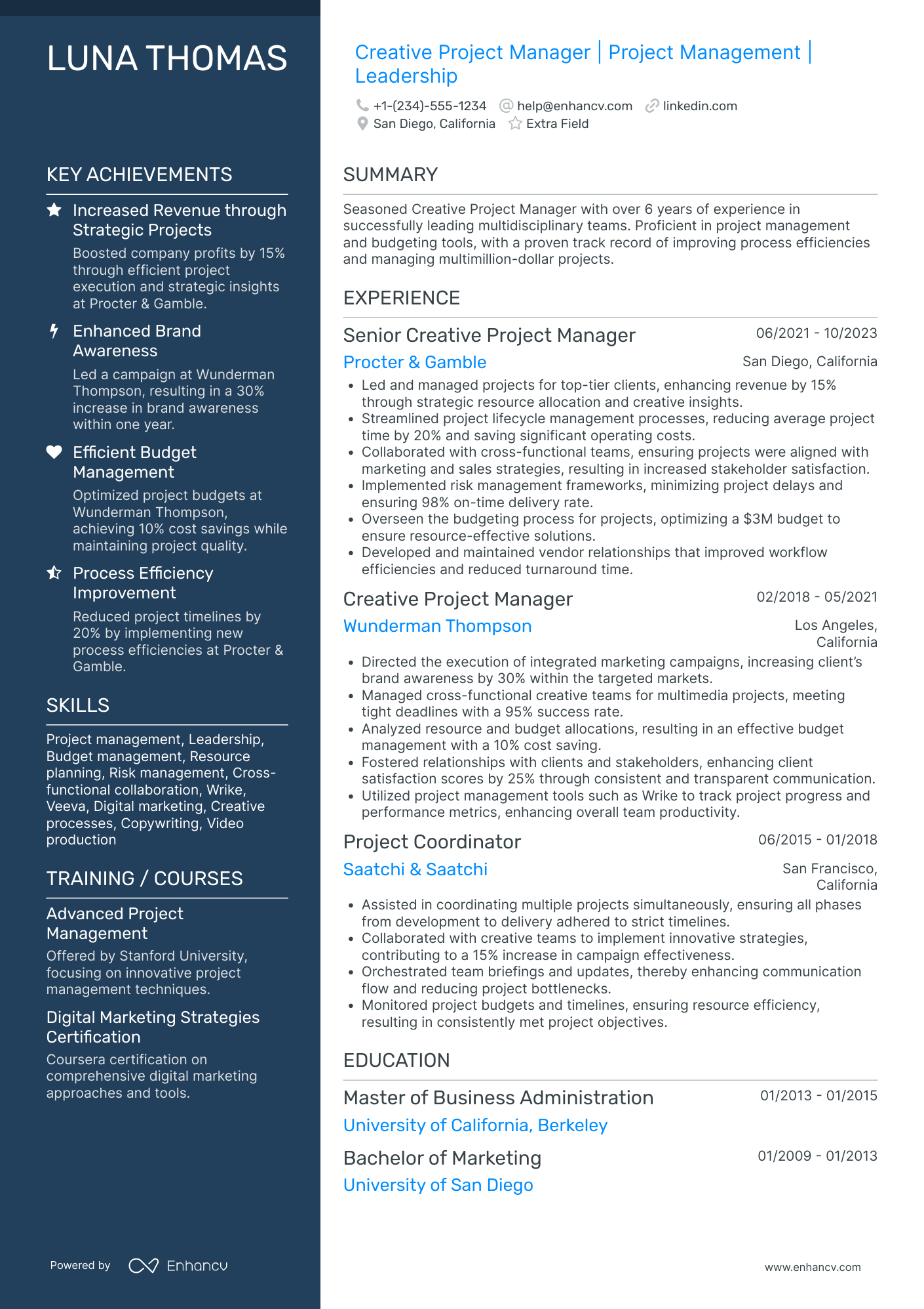 Freelance Agile Project Manager Resume Example