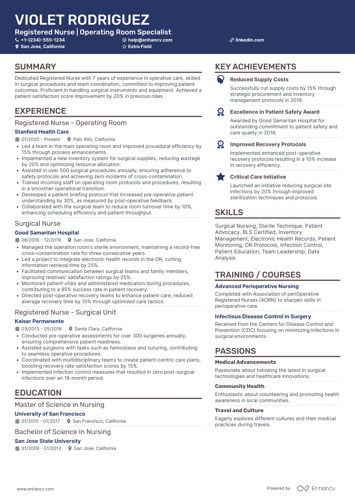 Operating Room Travel Nurse Resume Example