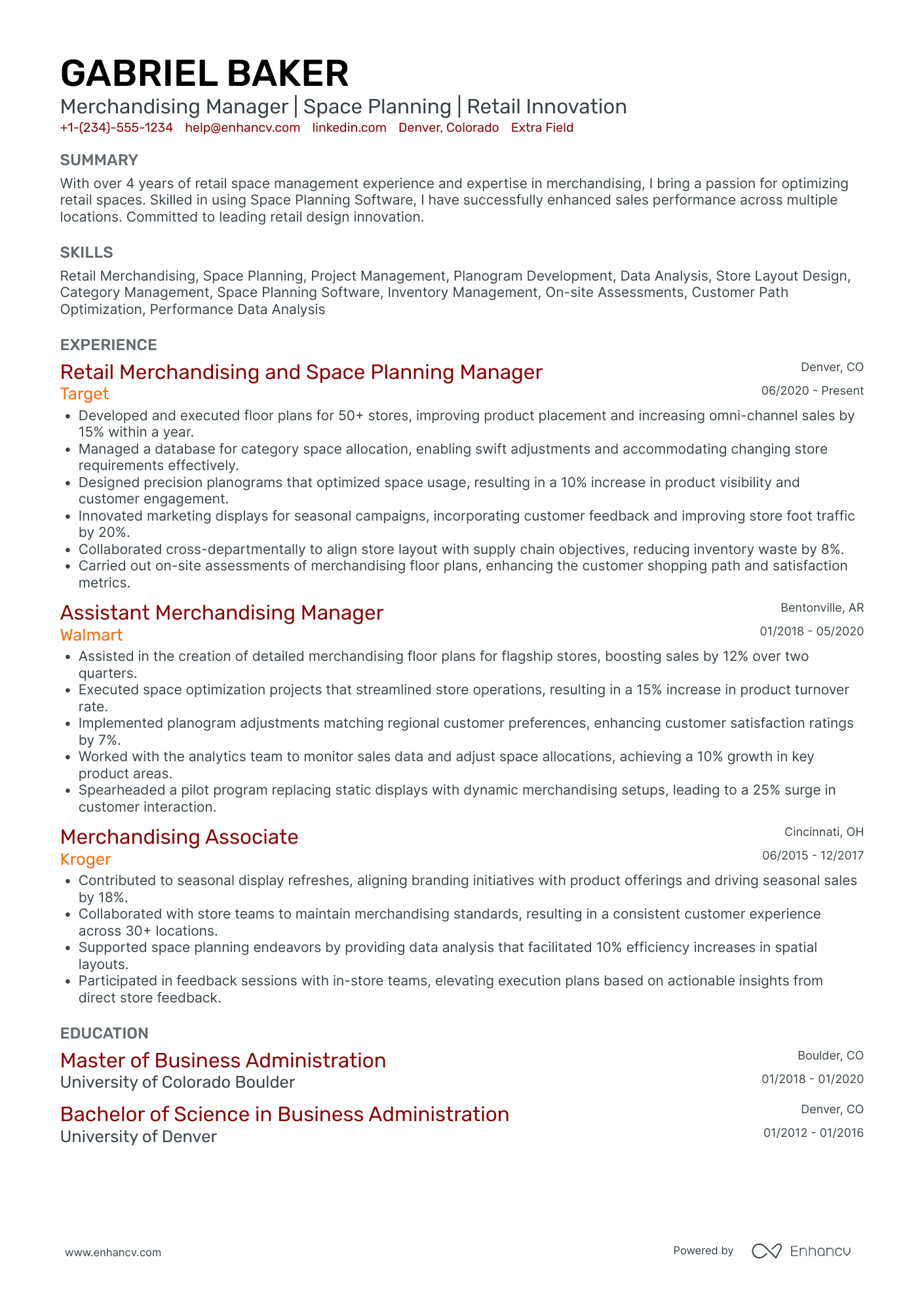 Store Merchandising Manager Resume Example