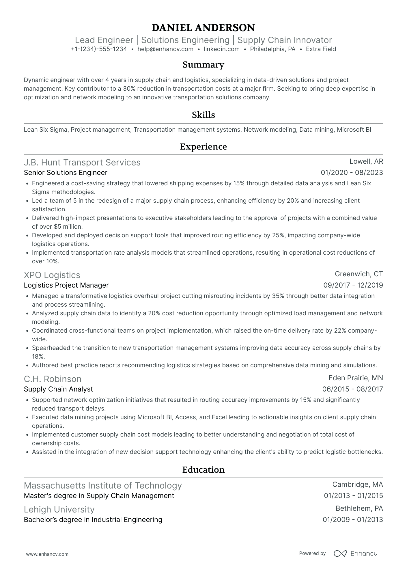 Lead Data Mining Engineer Resume Example