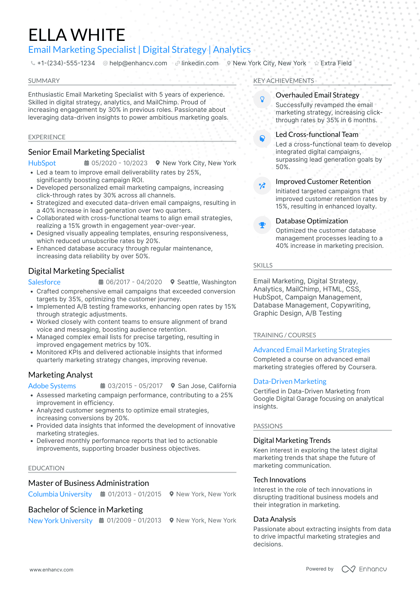 Email Marketing Specialist Resume Example