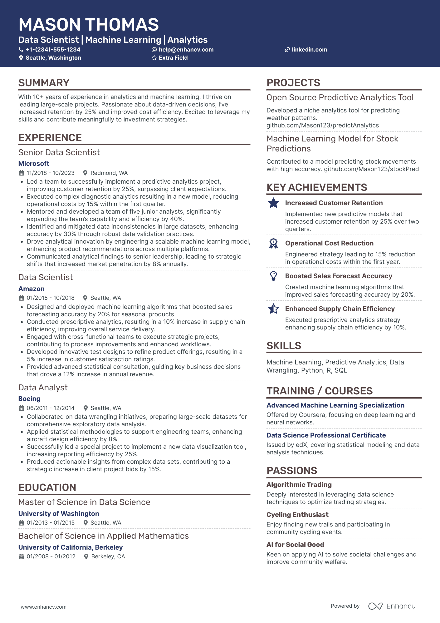 Senior Spotify Data Scientist Resume Example