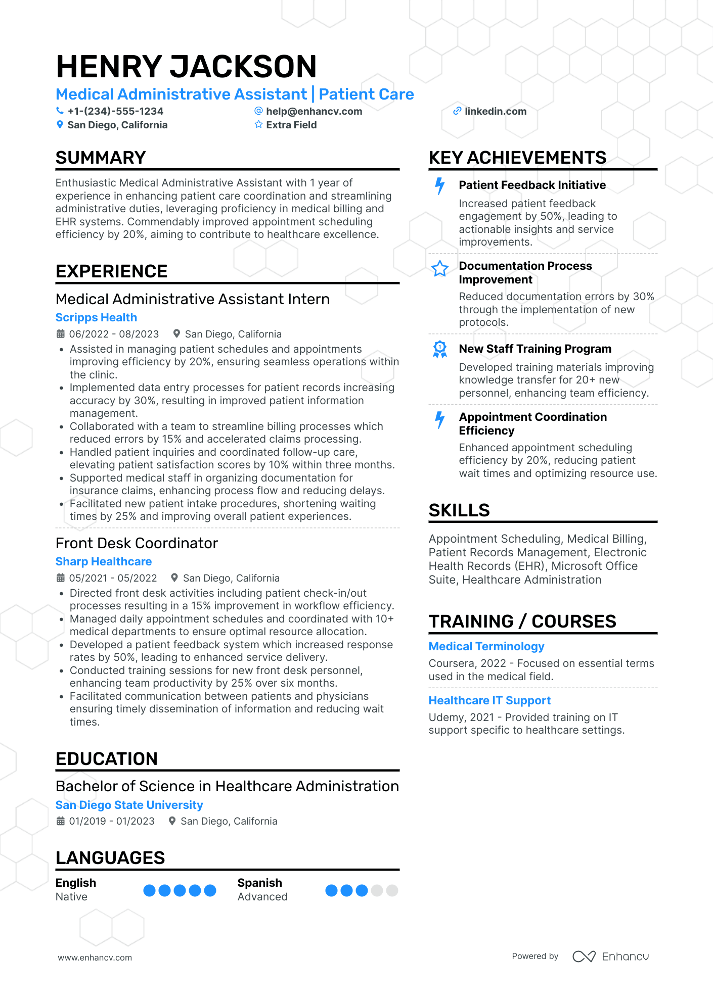 Medical Administrative Assistant Intern Resume Example