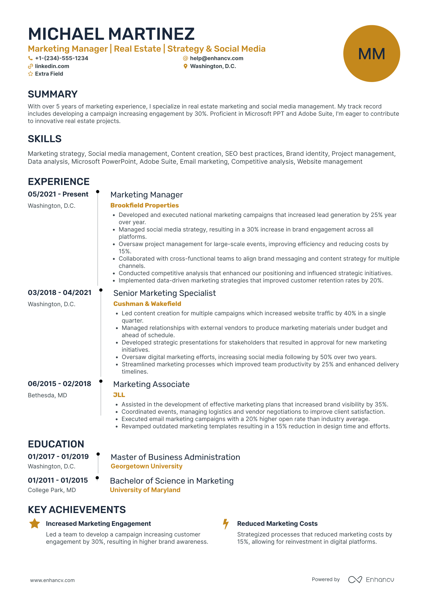 B2C Marketing Manager Resume Example