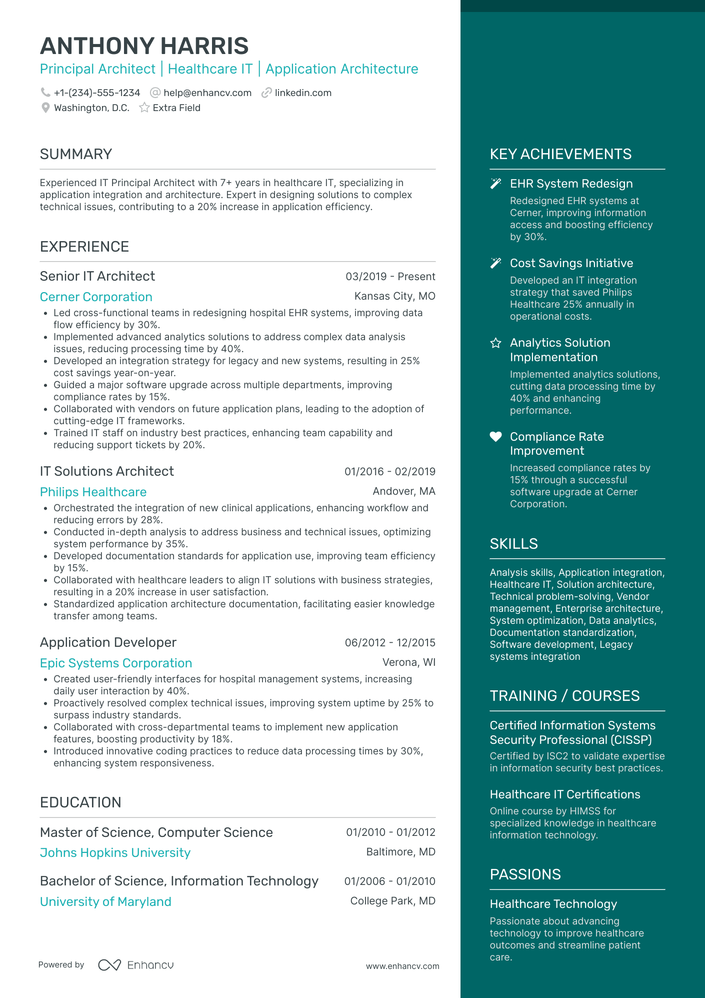 Principal Architect Resume Example