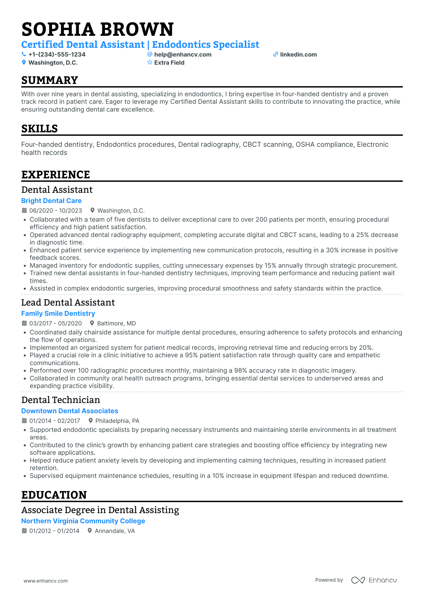 Endodontic Dental Assistant Resume Example