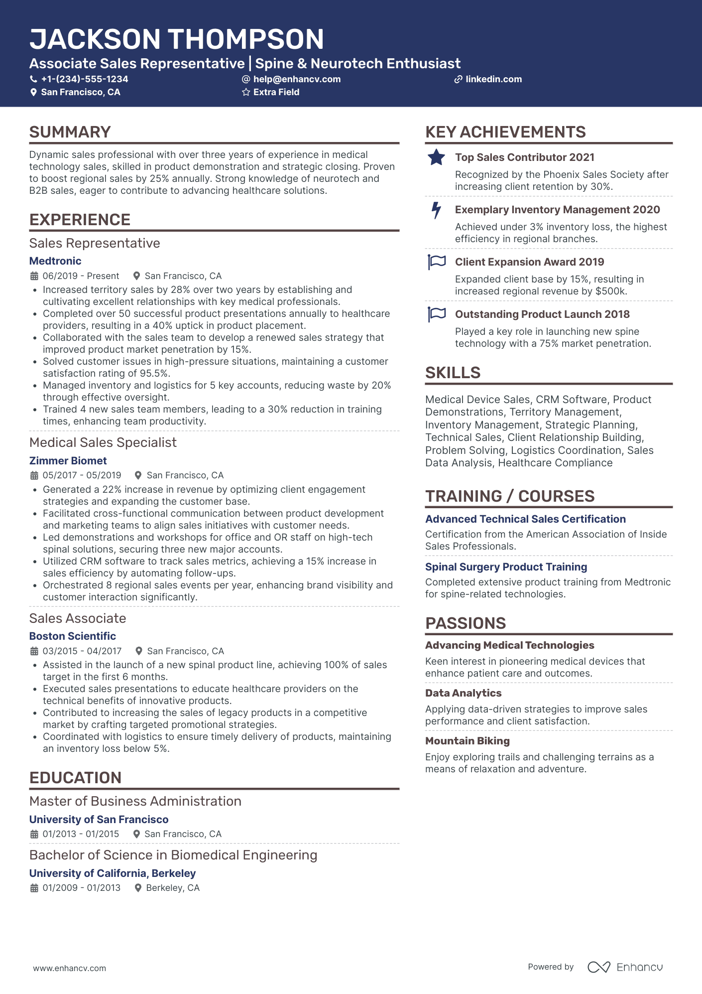 B2B Sales Associate Resume Example