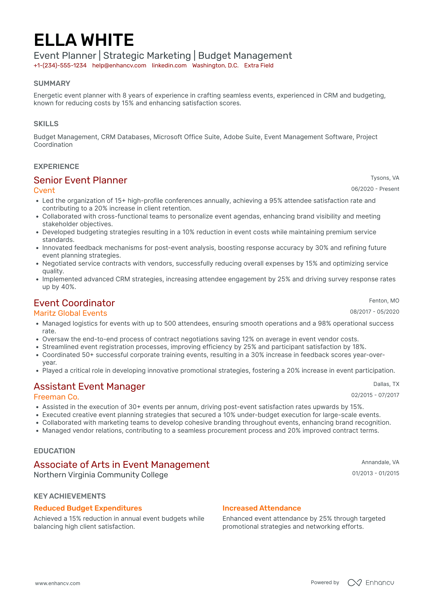 Event Planner Assistant Resume Example