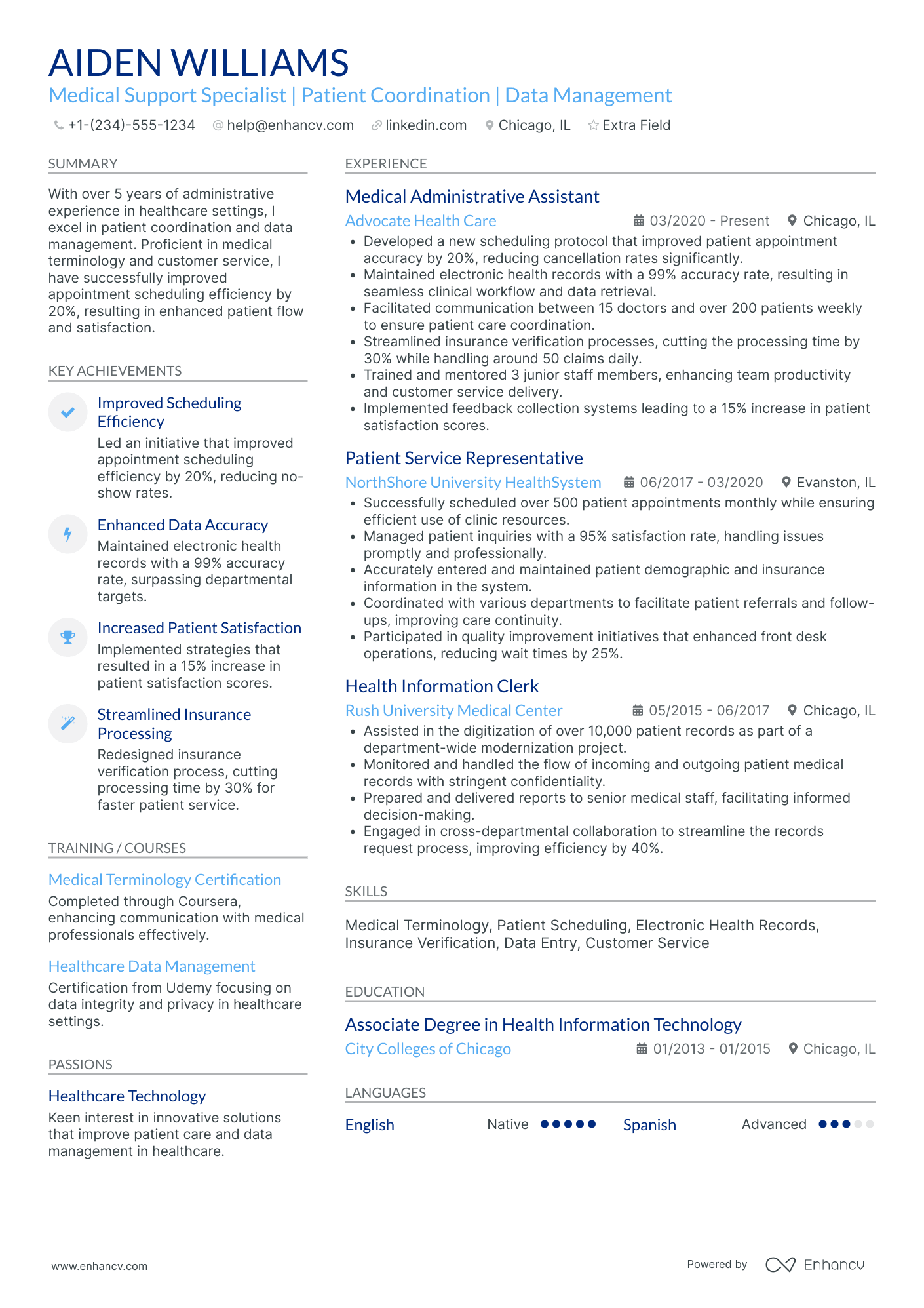 Advanced Medical Support Assistant Resume Example