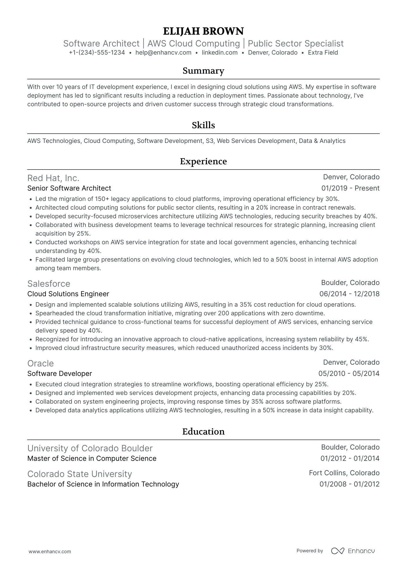 Amazon Web Services Solution Architect Resume Example