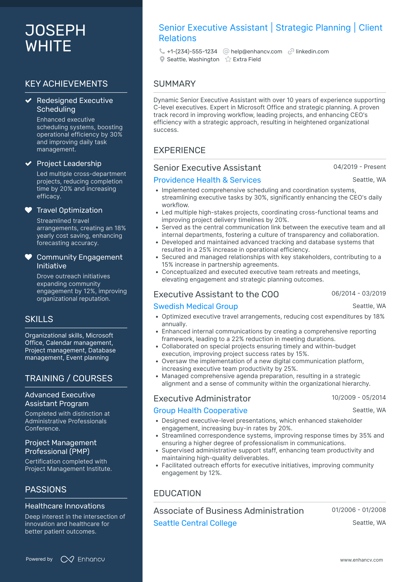 Executive Assistant to the Board of Directors Resume Example