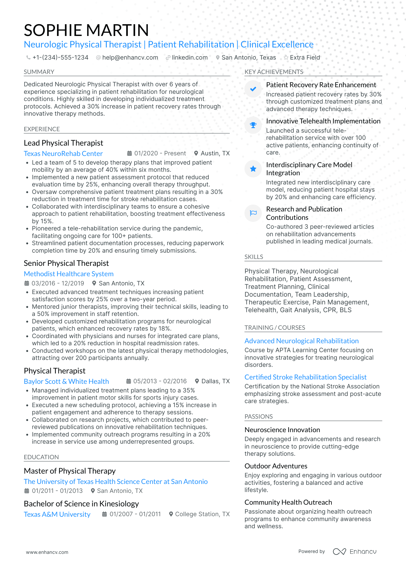 Neurologic Physical Therapist Resume Example