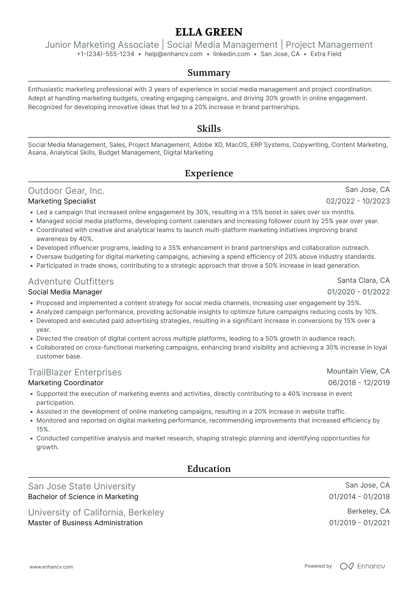 Social Media Marketing Associate Resume Example