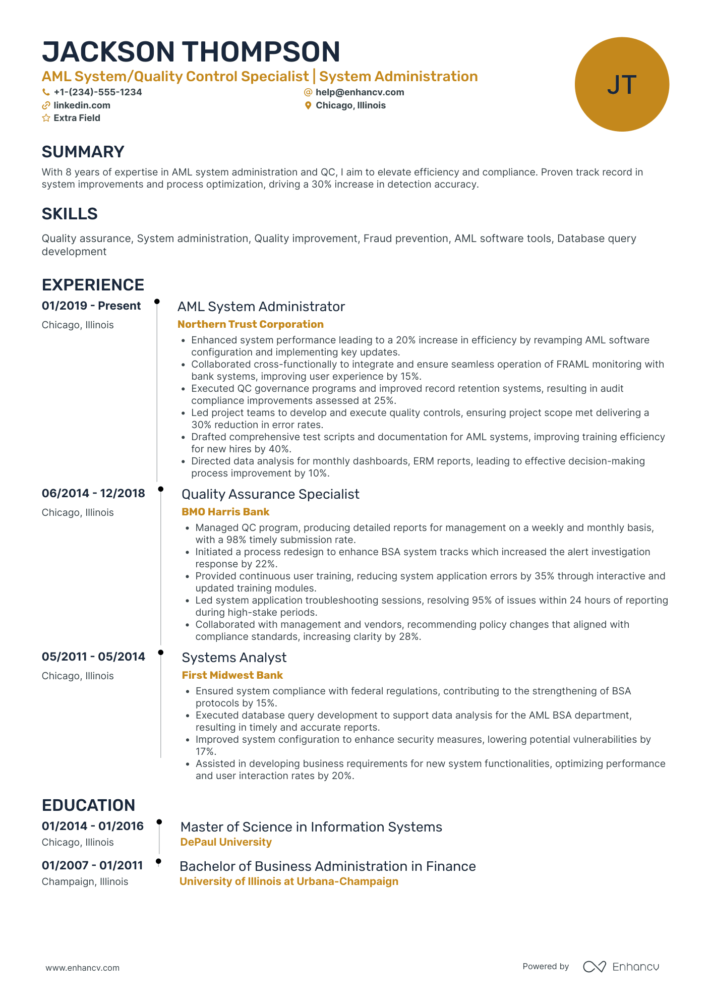 Quality Control Administrator Resume Example