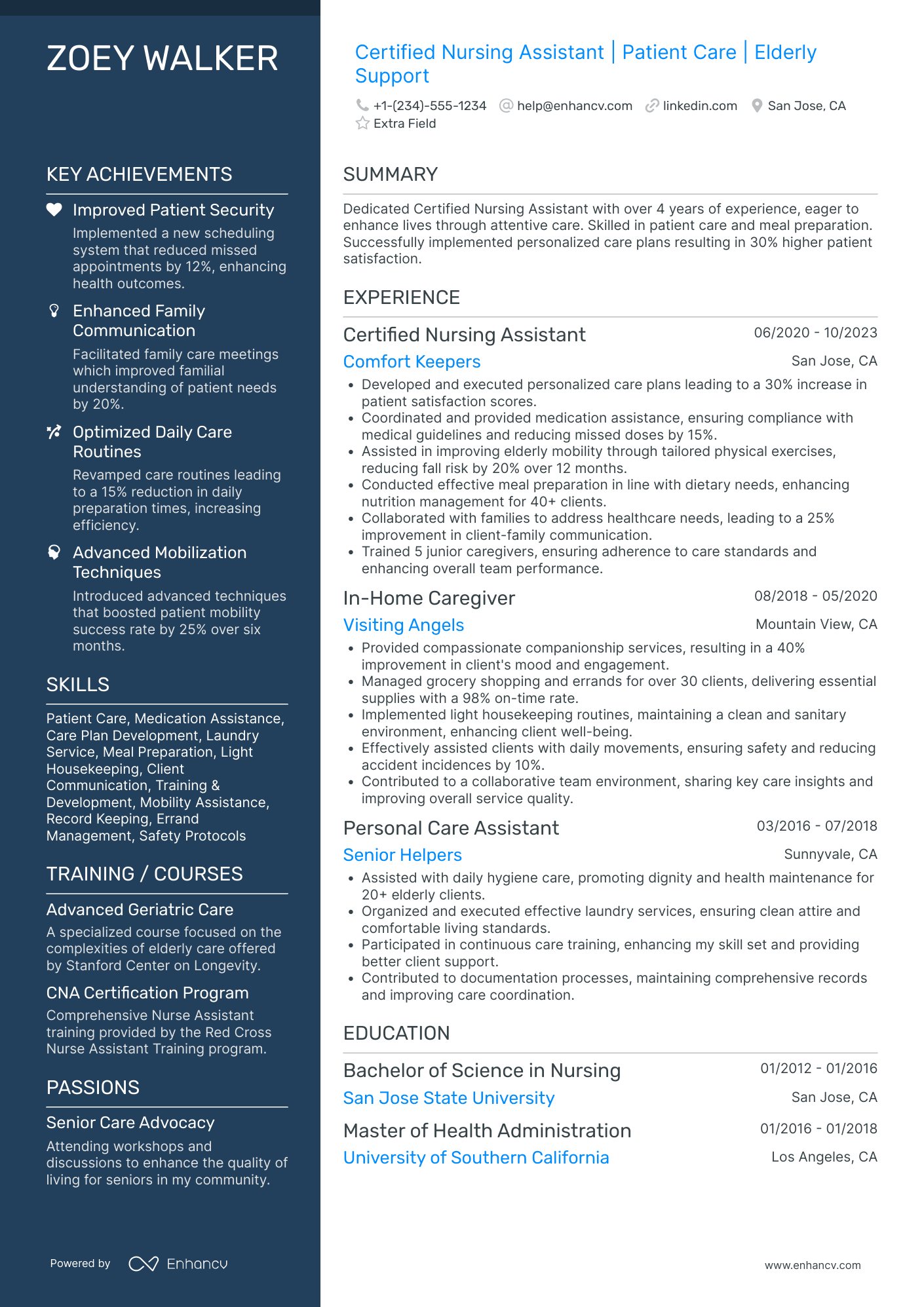 In Home Caregiver Resume Example