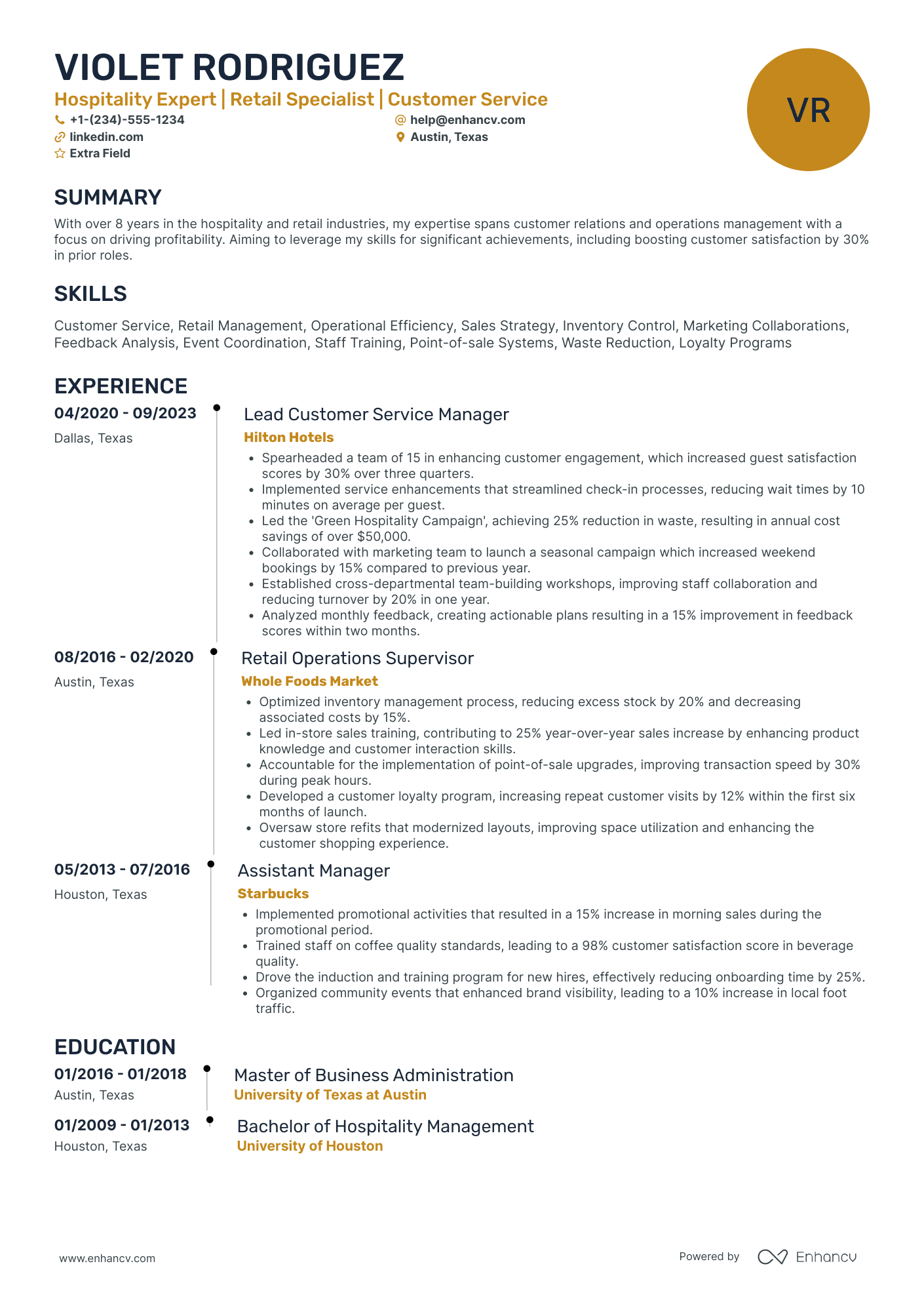 Seasonal Barback Resume Example