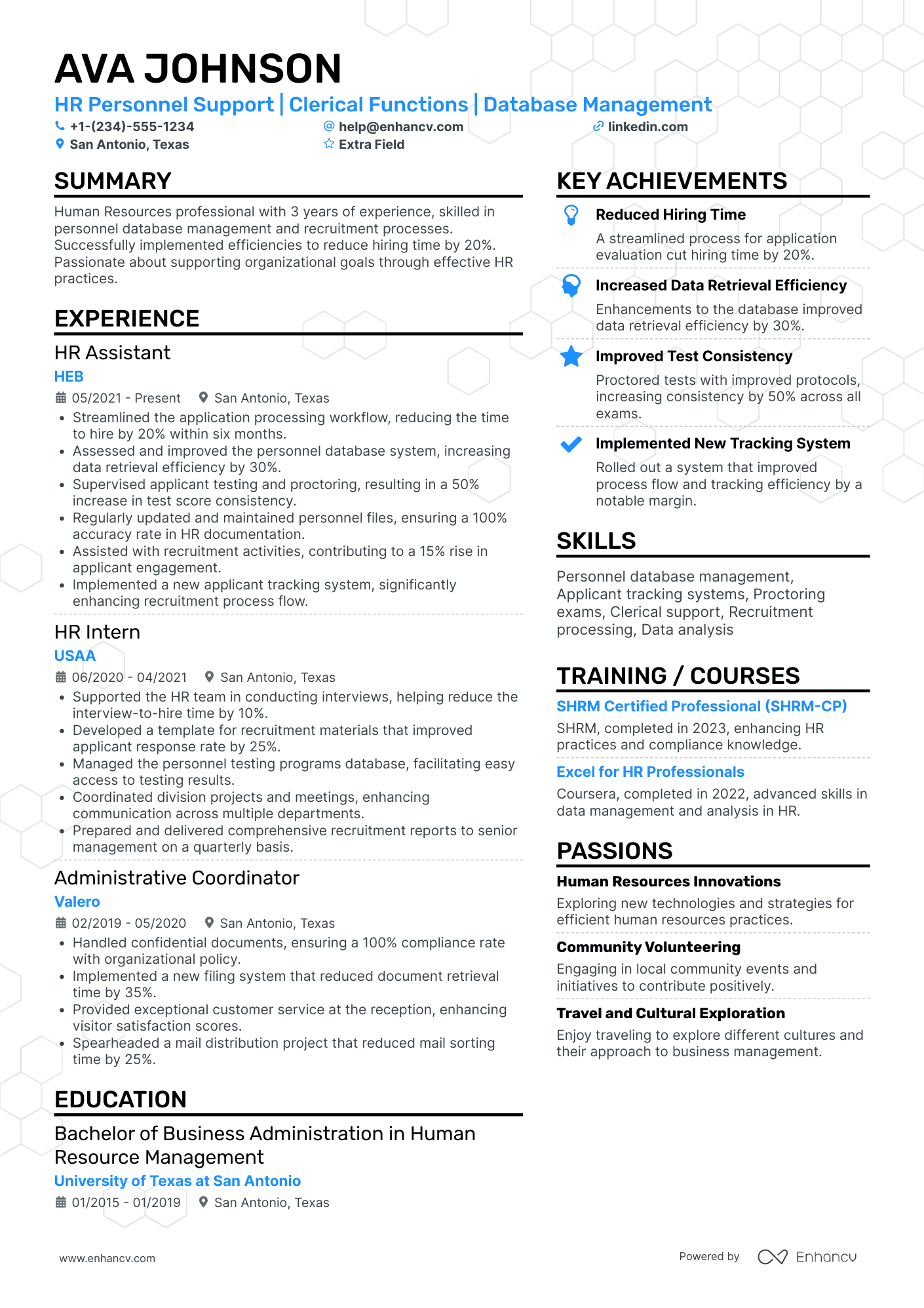 HR Assistant Clerk Resume Example