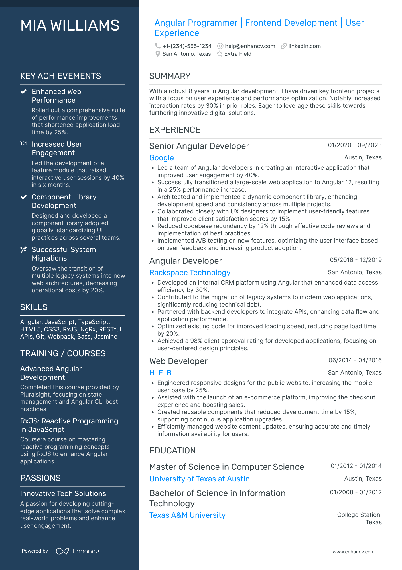 Angular Programmer Resume Example