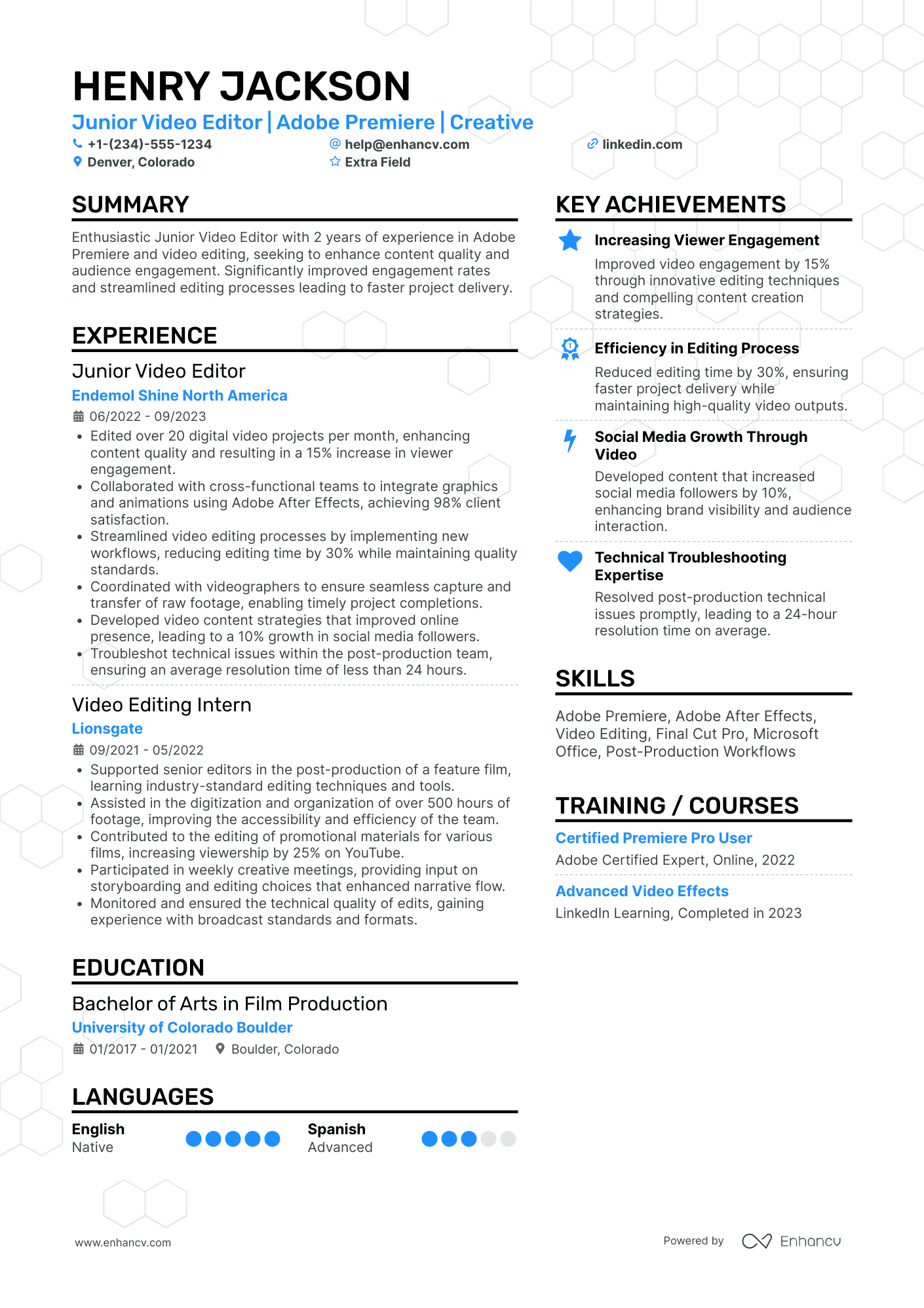 Junior Filmmaker Resume Example