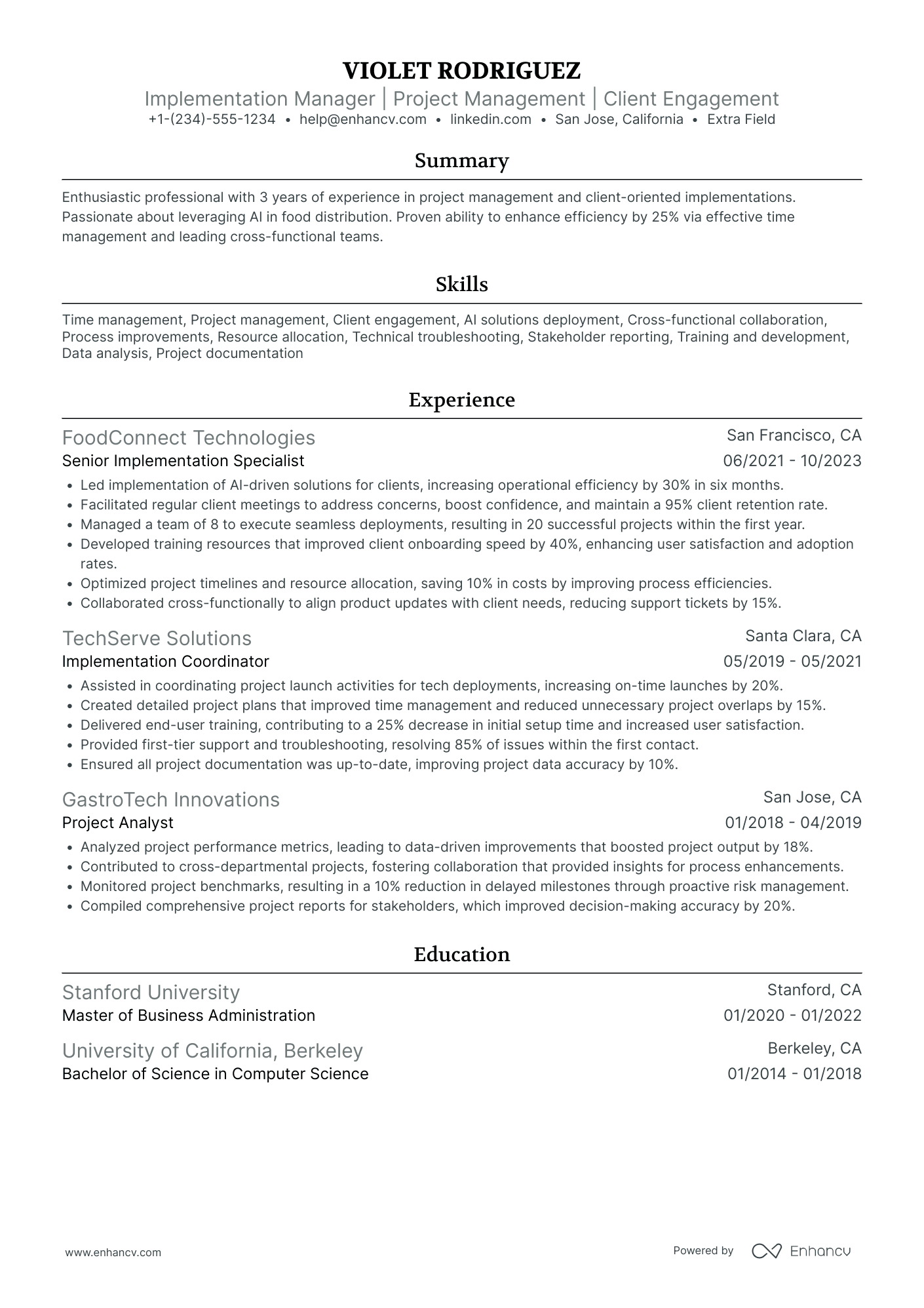 Senior Implementation Manager Resume Example