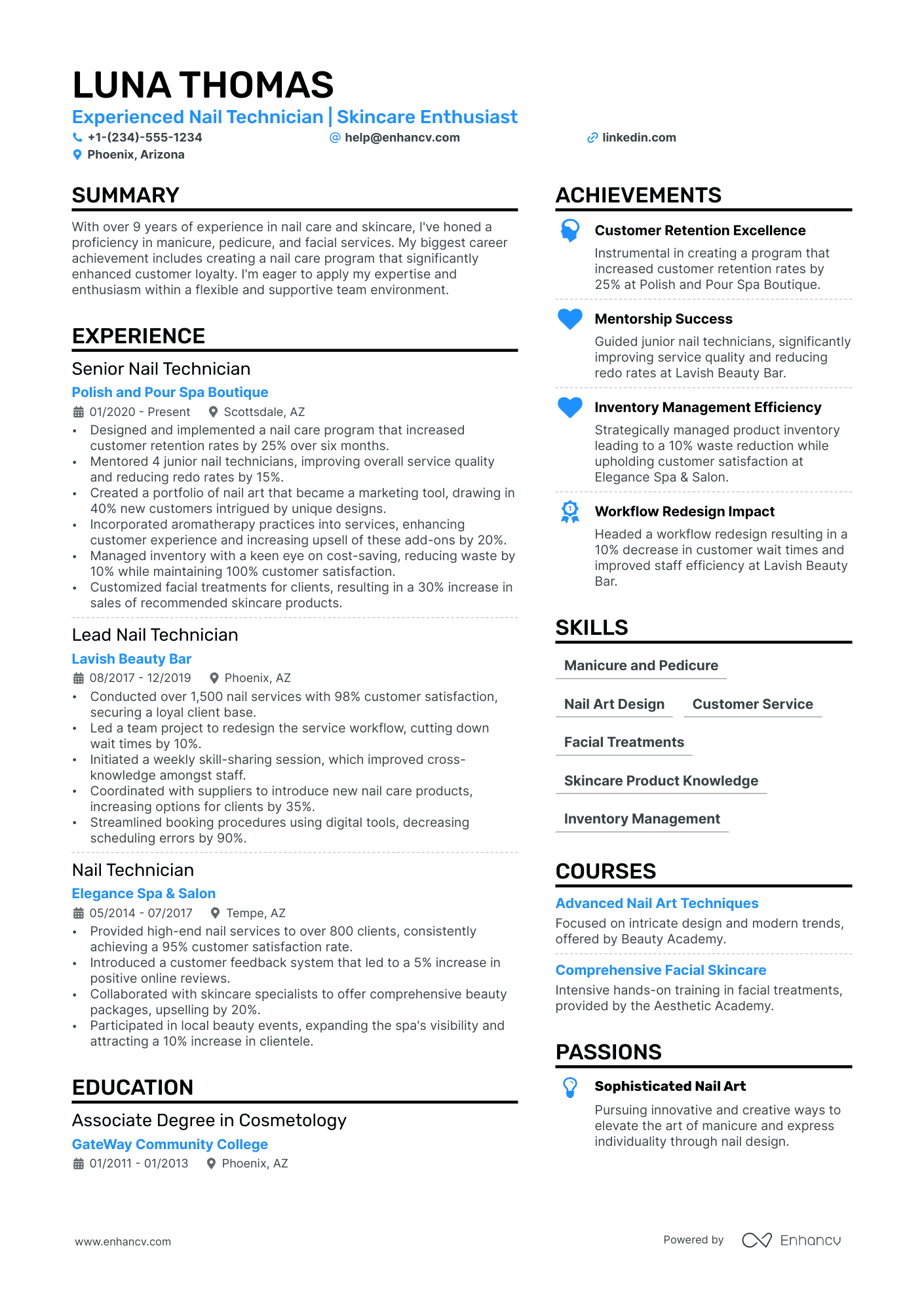 Cosmetologist Resume Example