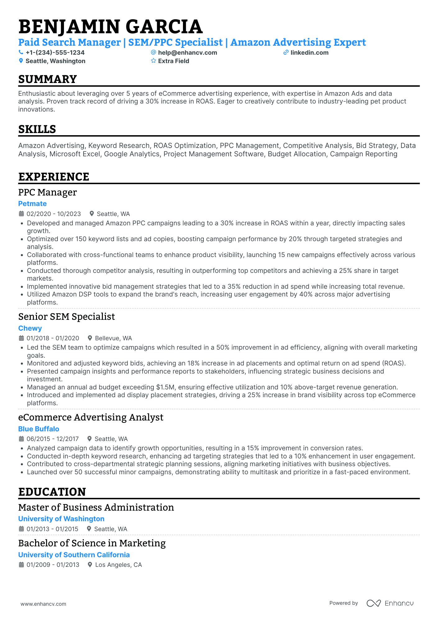 PPC Marketing Coordinator Resume Example