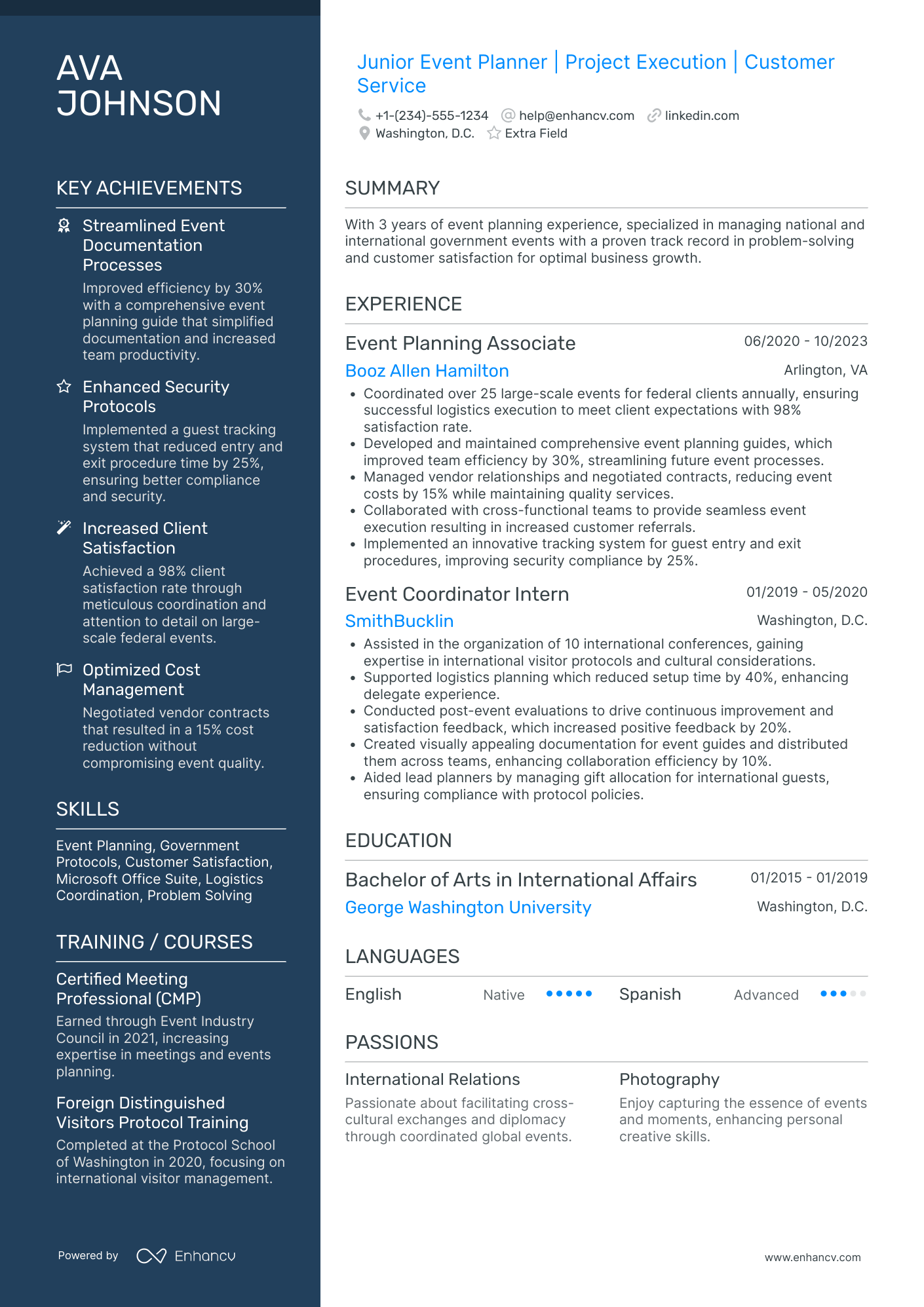 Junior Event Planner Resume Example