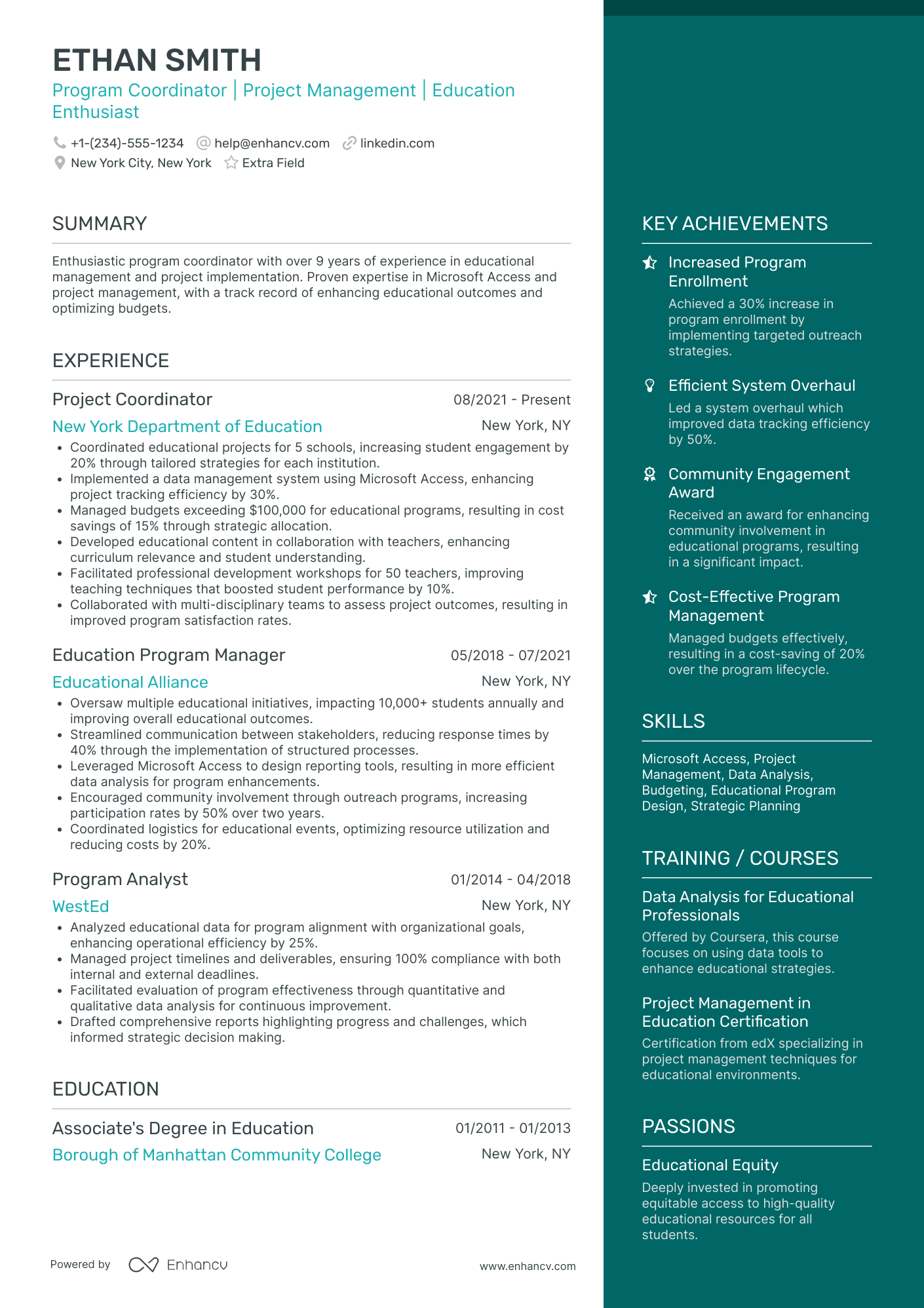 Grad School Admissions Coordinator Resume Example