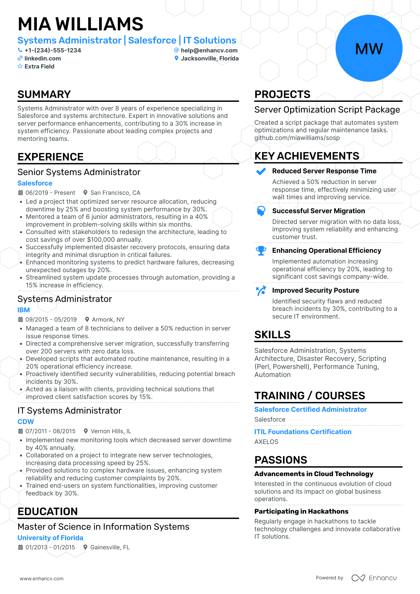 Salesforce Admin Specialist Resume Example