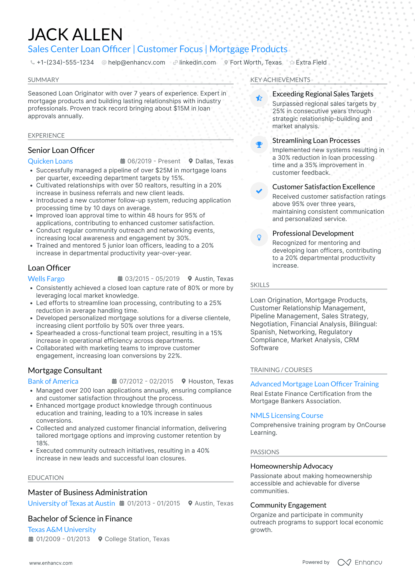 Loan Processing Officer Resume Example