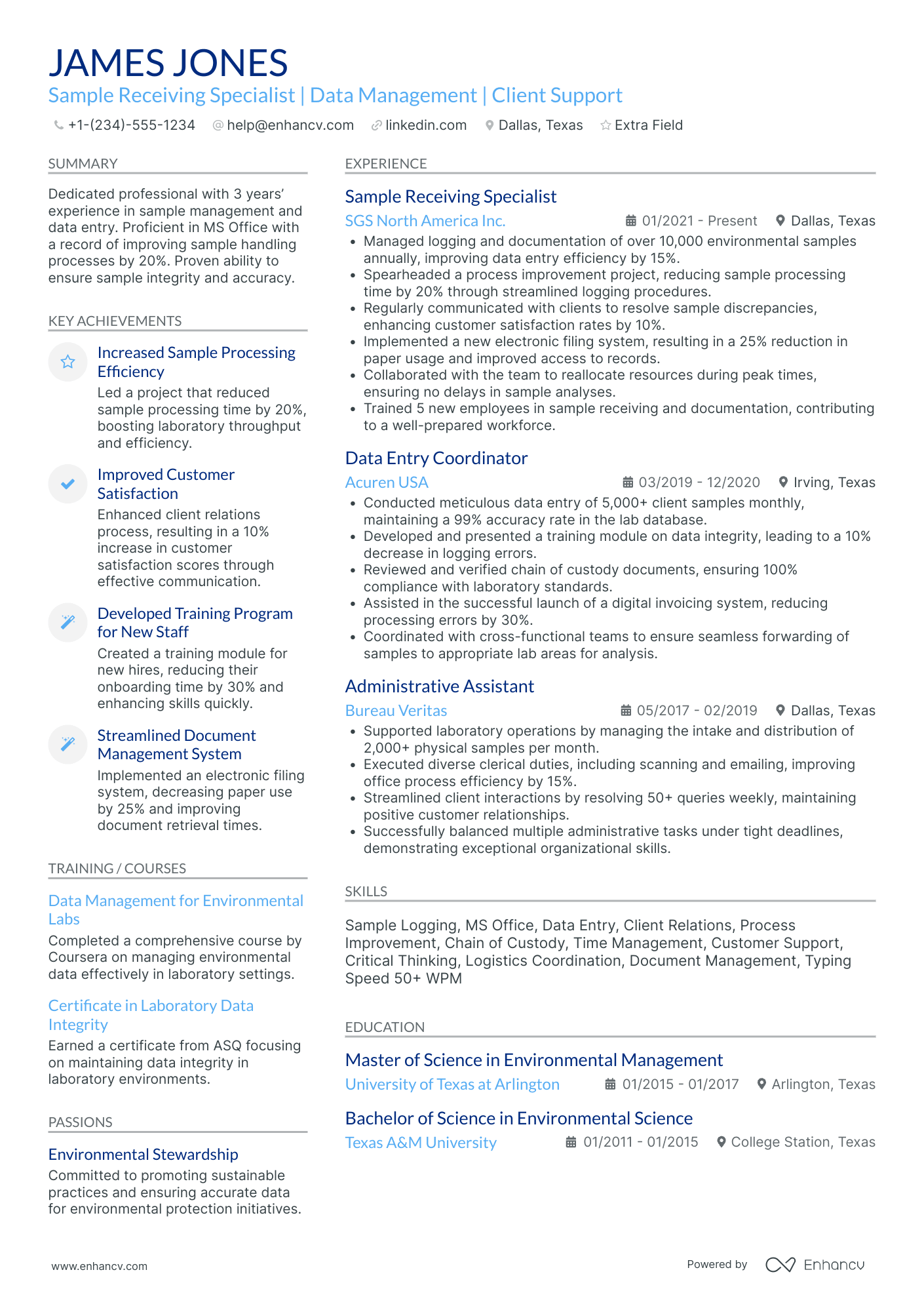 Data Entry Clerk I Resume Example