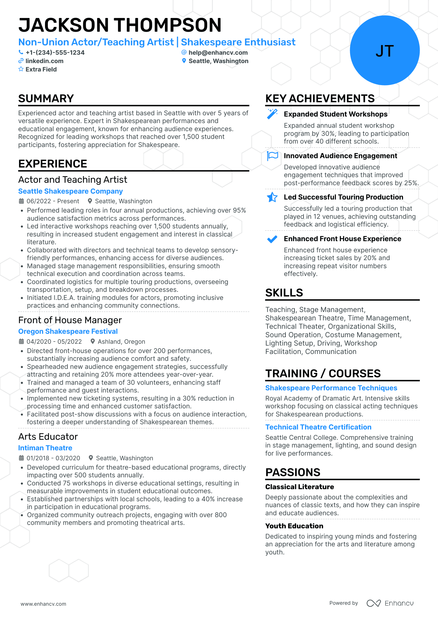 Supporting Actor Resume Example