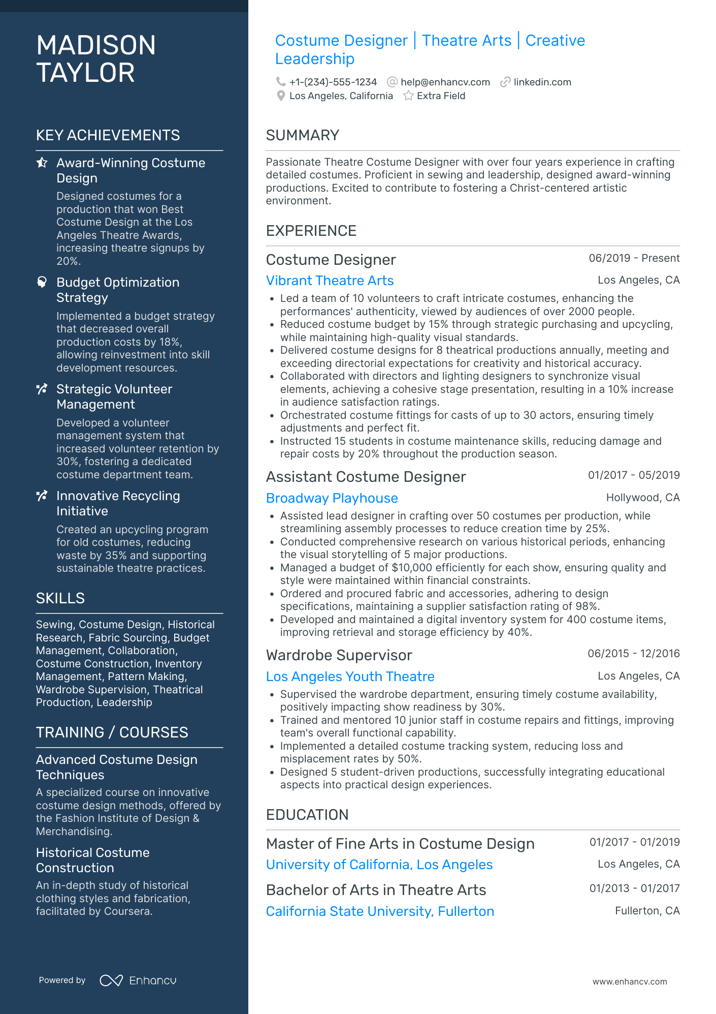 Theater Set Designer Resume Example