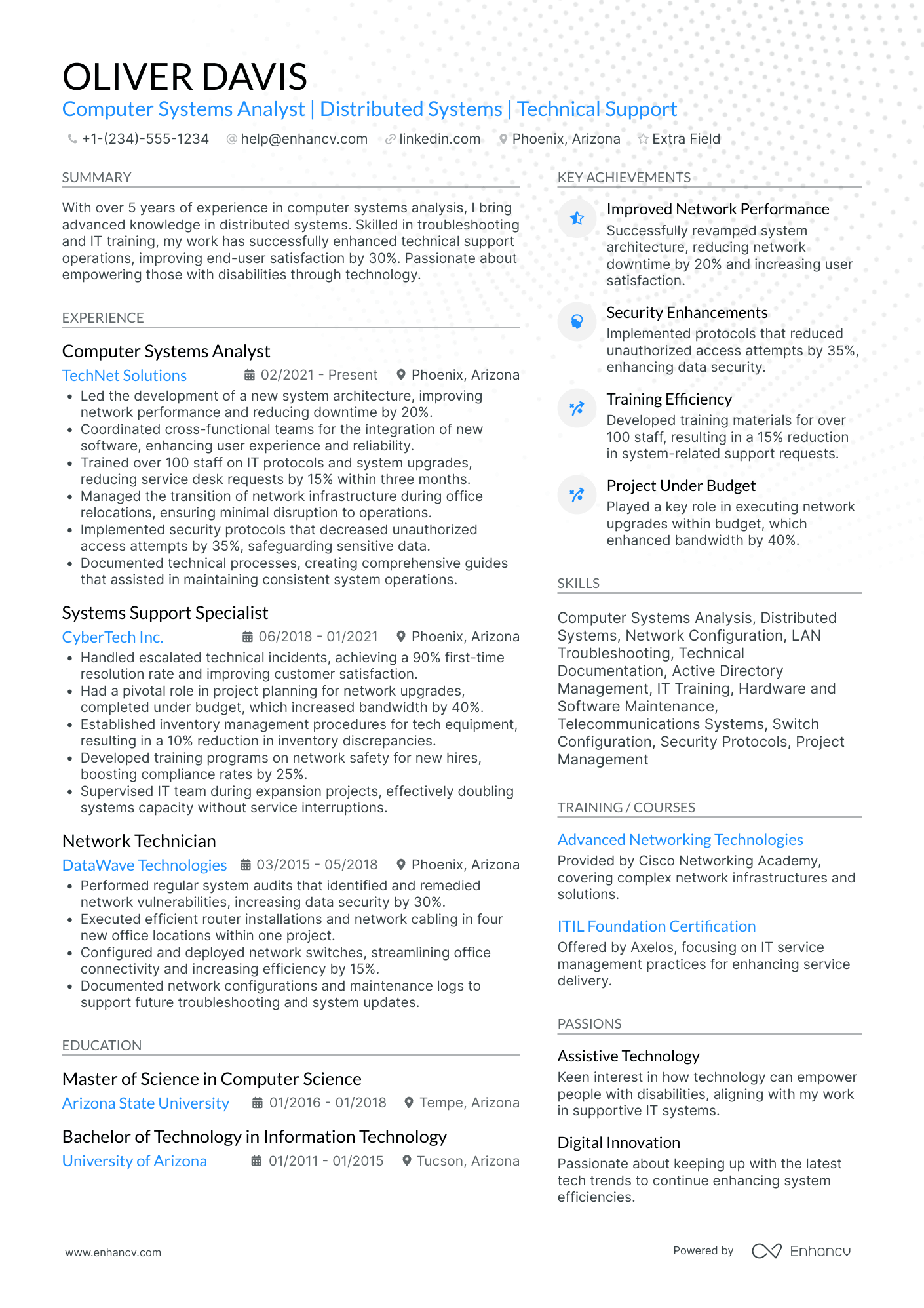 Entry Level IT Systems Analyst Resume Example