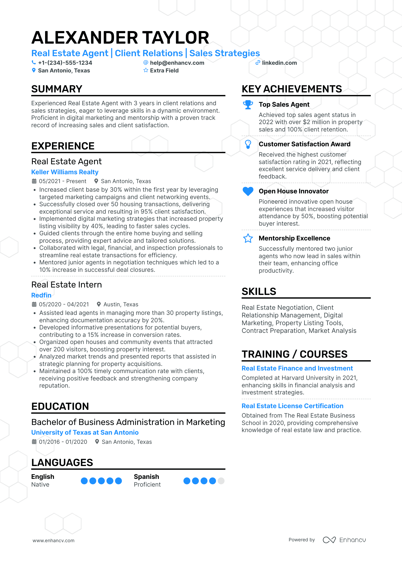 Junior Real Estate Agent Resume Example