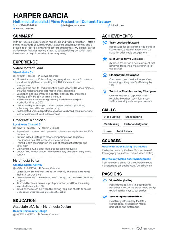 Freelance Production Assistant Resume Example