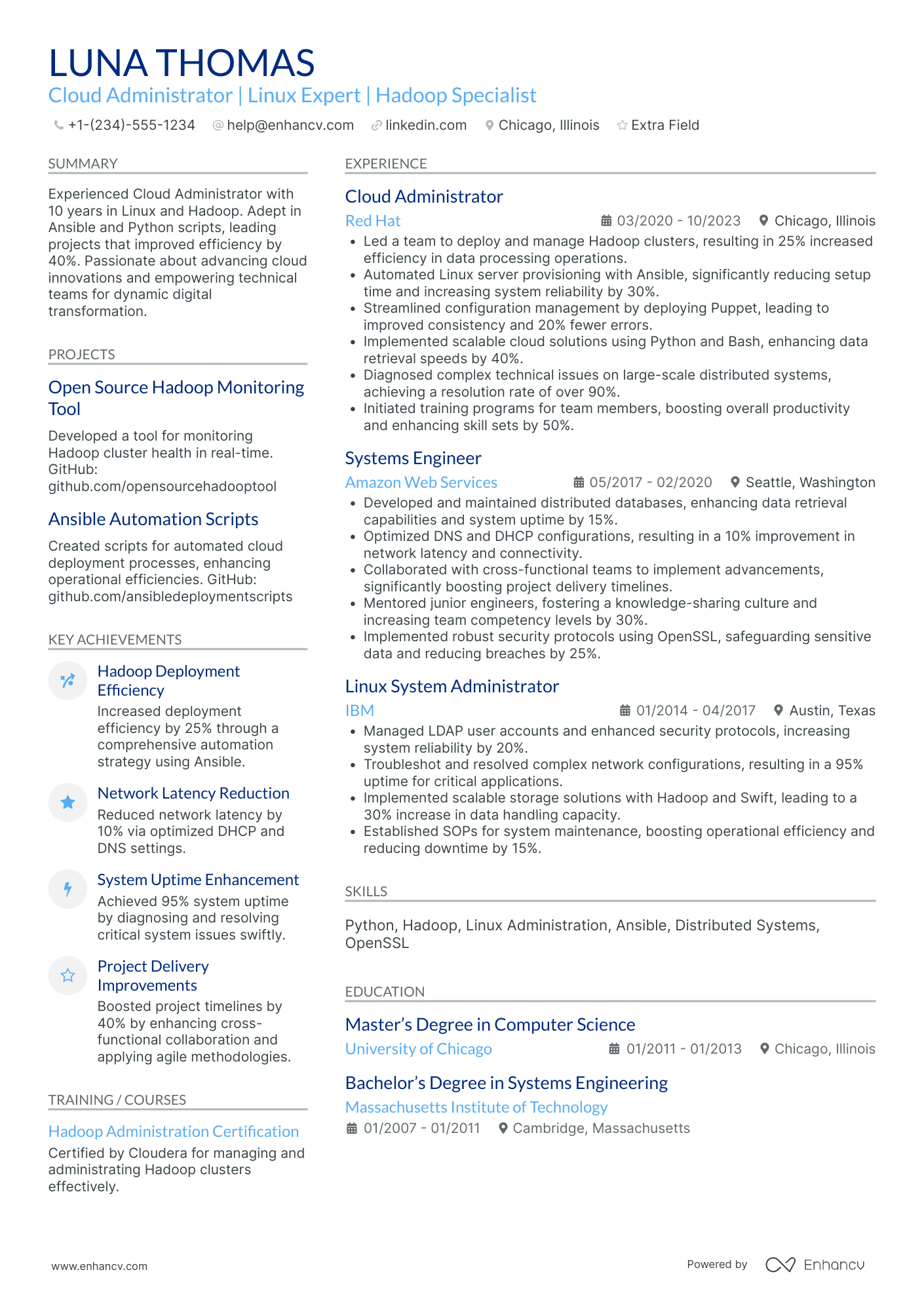 Kubernetes Administrator Resume Example