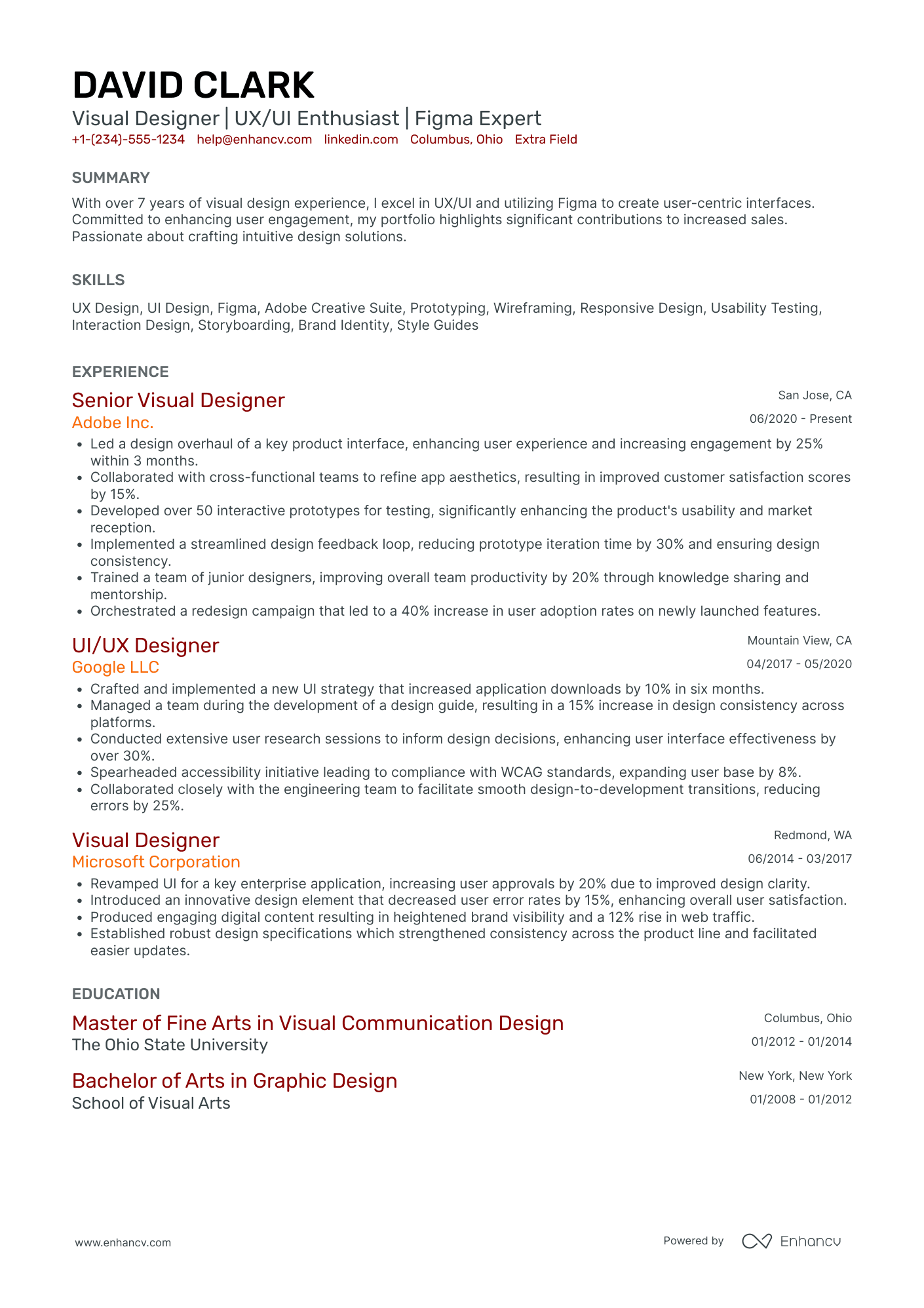 Visual Content Manager Resume Example