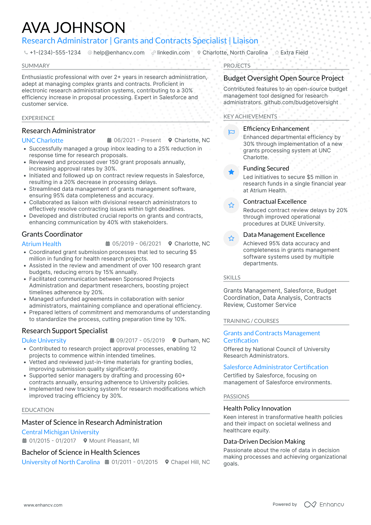 Salesforce Admin Coordinator Resume Example