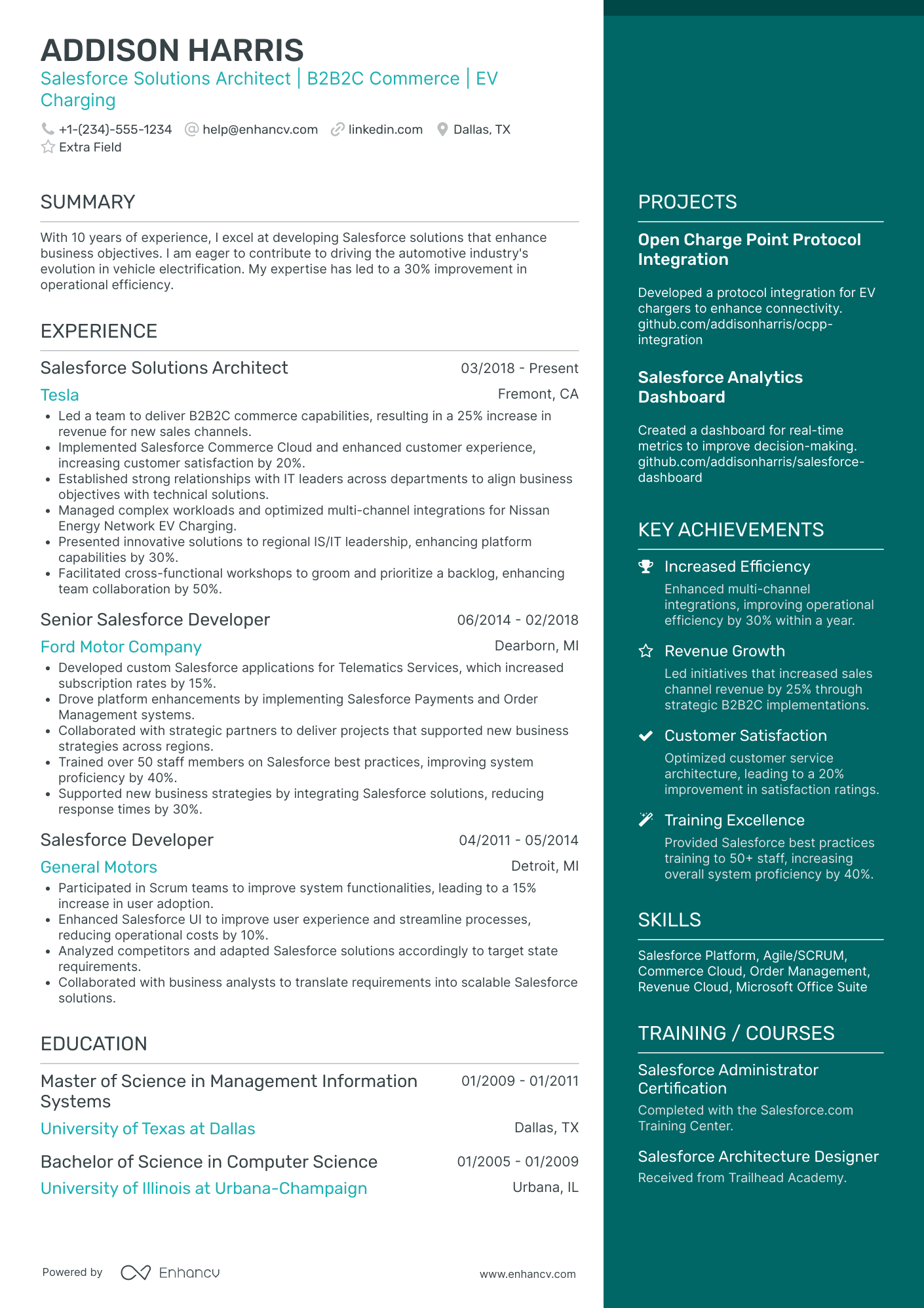 Salesforce Admin/Architect Resume Example