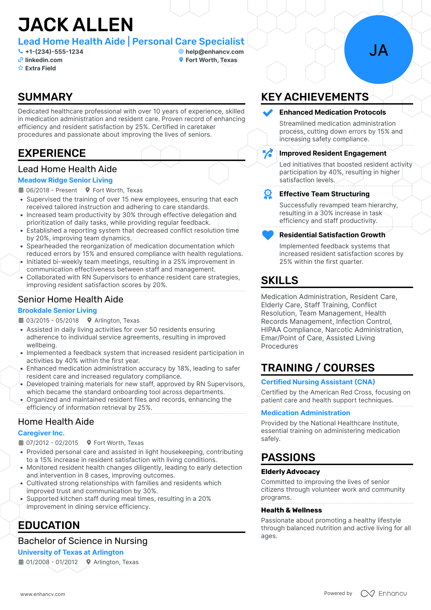 Lead Home Health Aide Resume Example