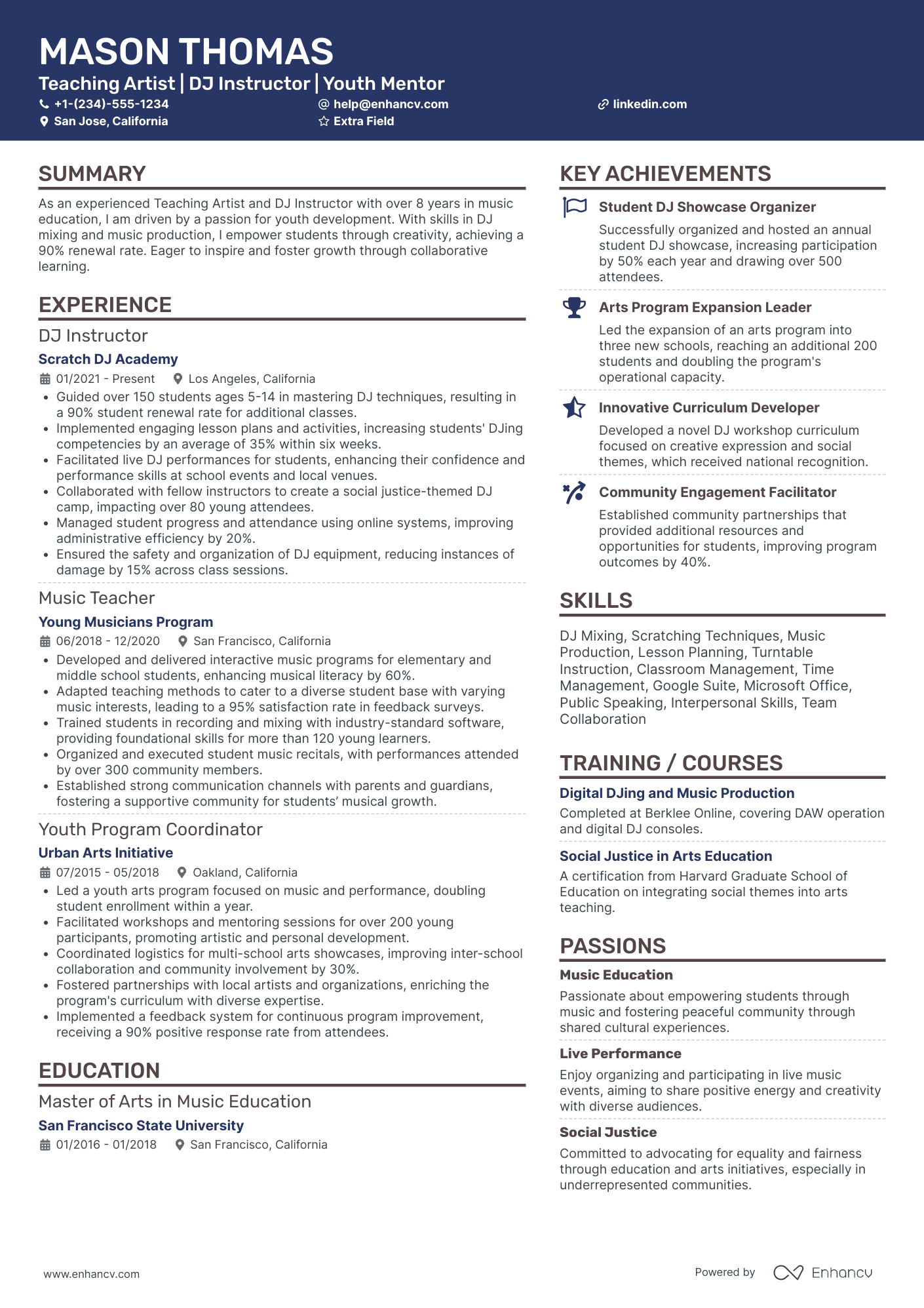 DJ Producer Resume Example