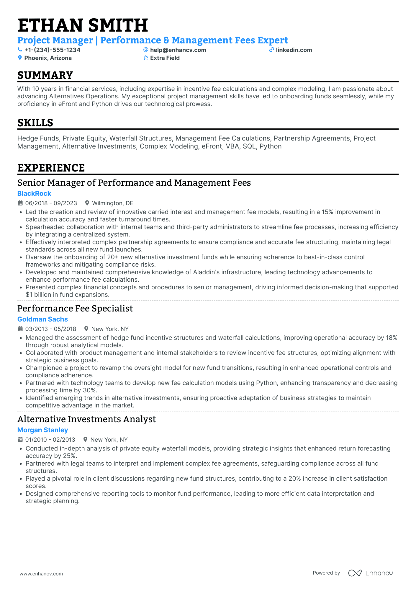 Private Equity Vice President Resume Example